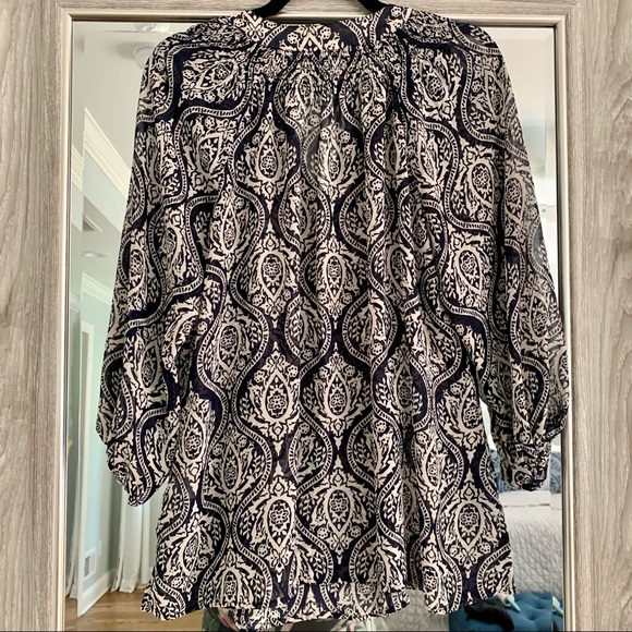 Charter Club blue brocade patterned top - Picture 3 of 4